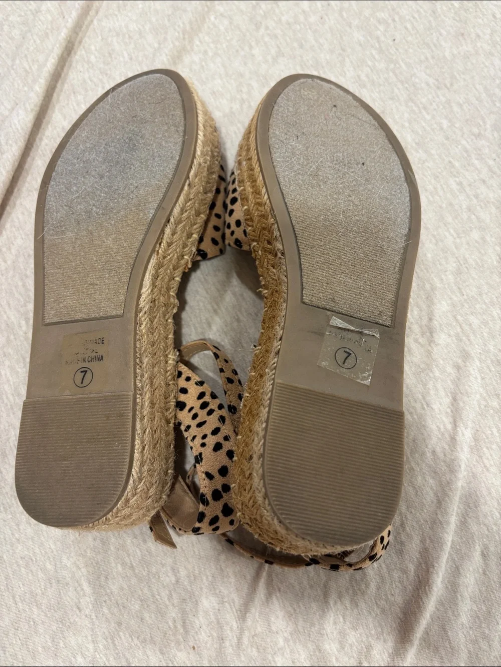 Women’s Tan Leopard Espadrille Ankle-Strap Flats